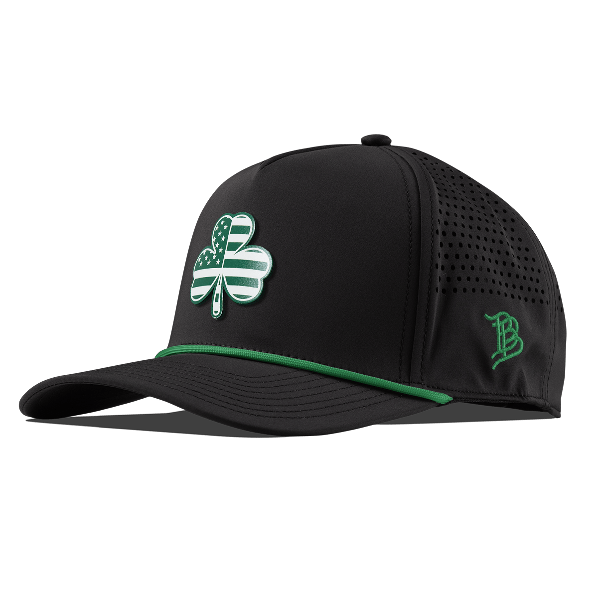 USA Shamrock Curved 5 Panel Rope Black + Kelly Green Rope