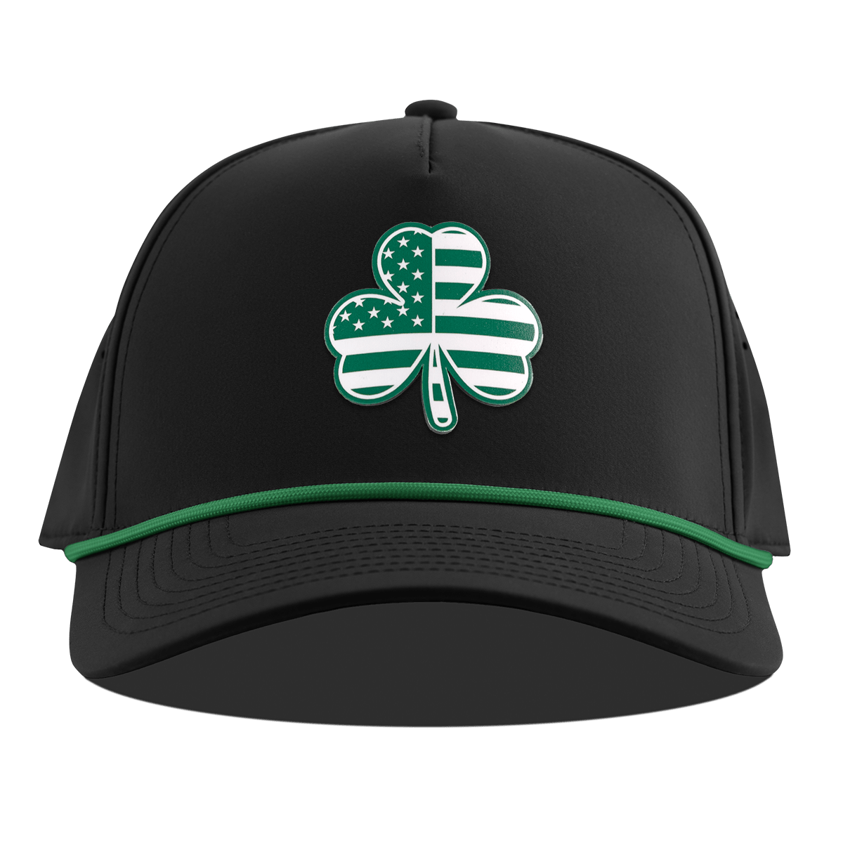 USA Shamrock Curved 5 Panel Rope Black + Kelly Green Rope