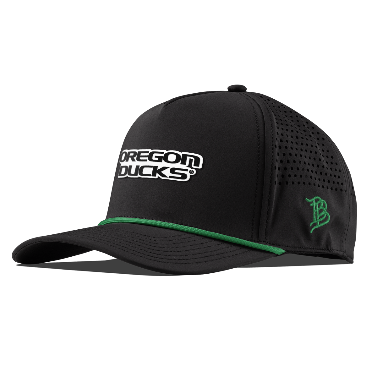 University of Oregon "Vintage Oregon Ducks" Curved 5 Panel Rope Black + Kelly Green Rope + Kelly Green Rope