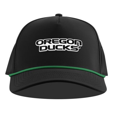 University of Oregon "Vintage Oregon Ducks" Curved 5 Panel Rope Black + Kelly Green Rope + Kelly Green Rope