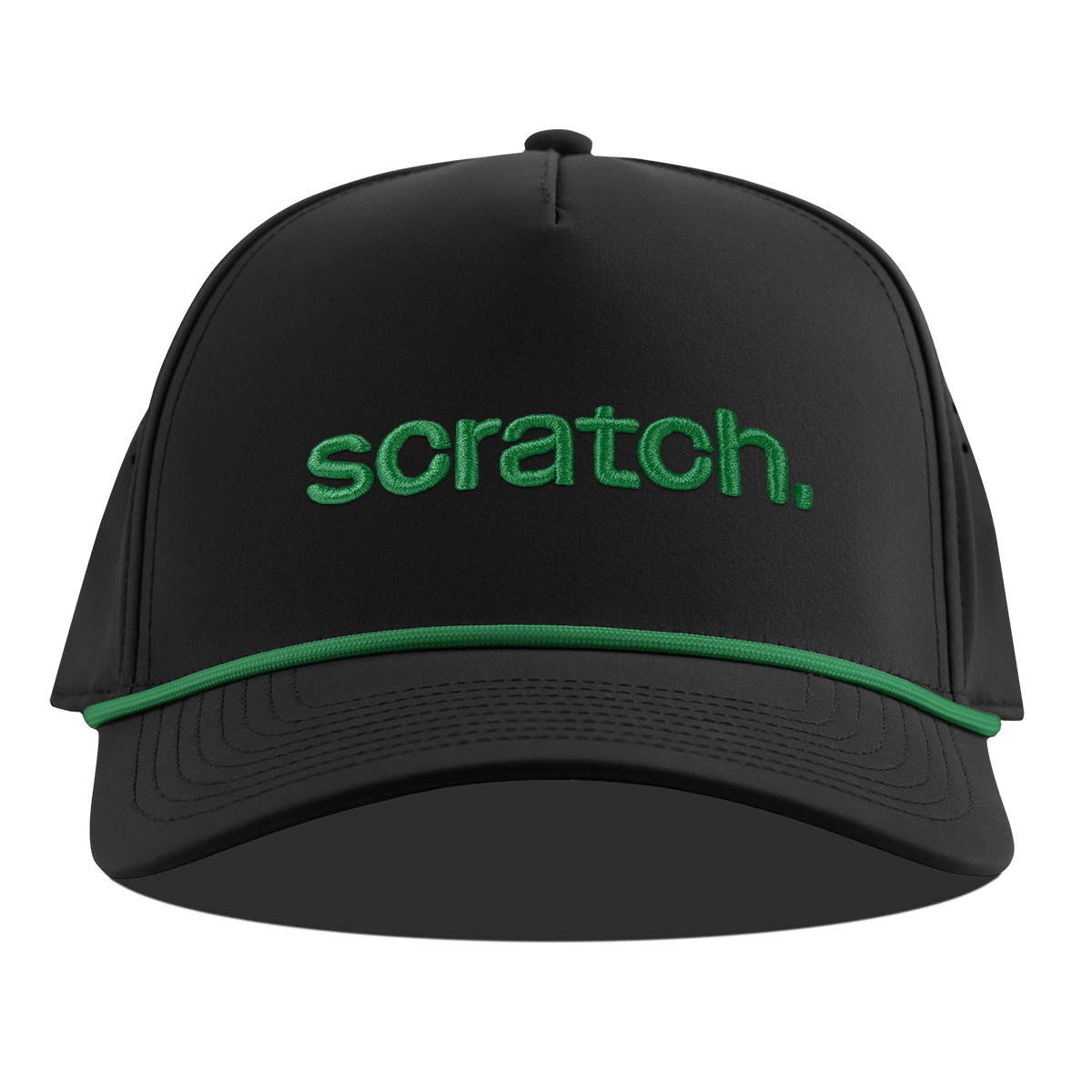 scratch. Curved 5 Panel Rope Black + Kelly Green Rope