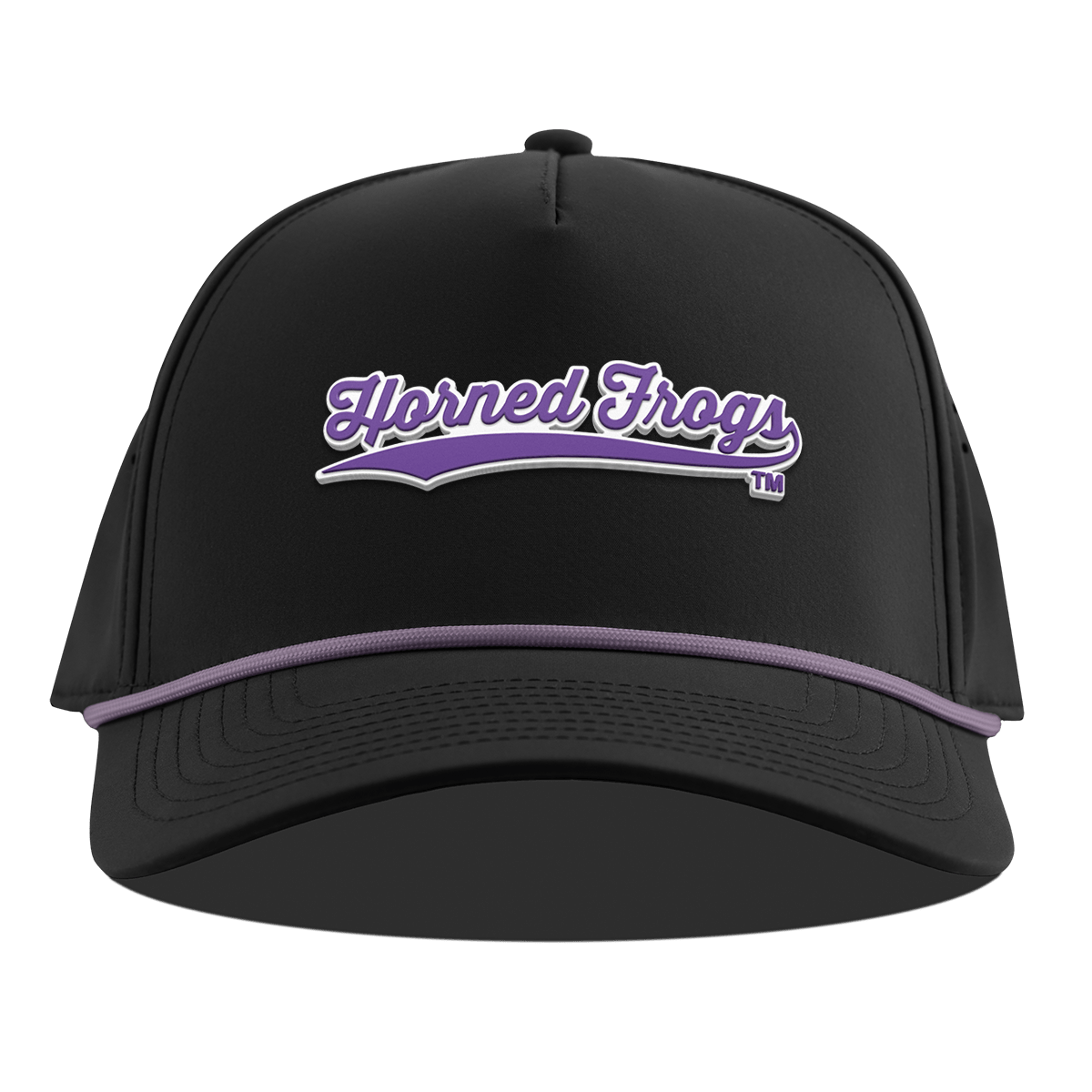 Texas Christian University "TCU Horned Frogs Scripts" Curved 5 Panel Rope Black + Purple Rope