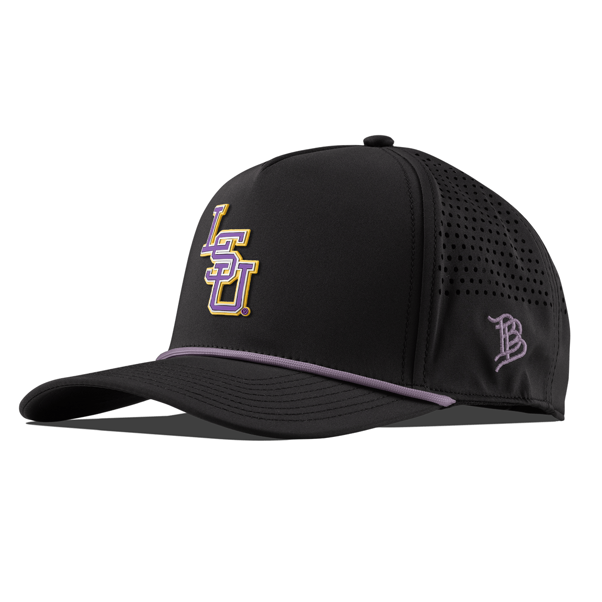 Louisiana State University "LSU Baseball" Curved 5 Panel Rope Black + Purple Rope