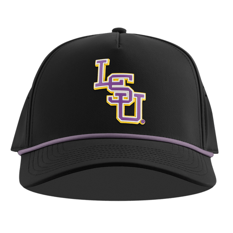 Louisiana State University "LSU Baseball" Curved 5 Panel Rope Black + Purple Rope