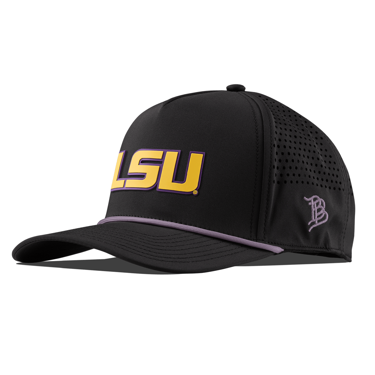 Louisiana State University "LSU Gold Block" Curved 5 Panel Rope Black + Purple Rope