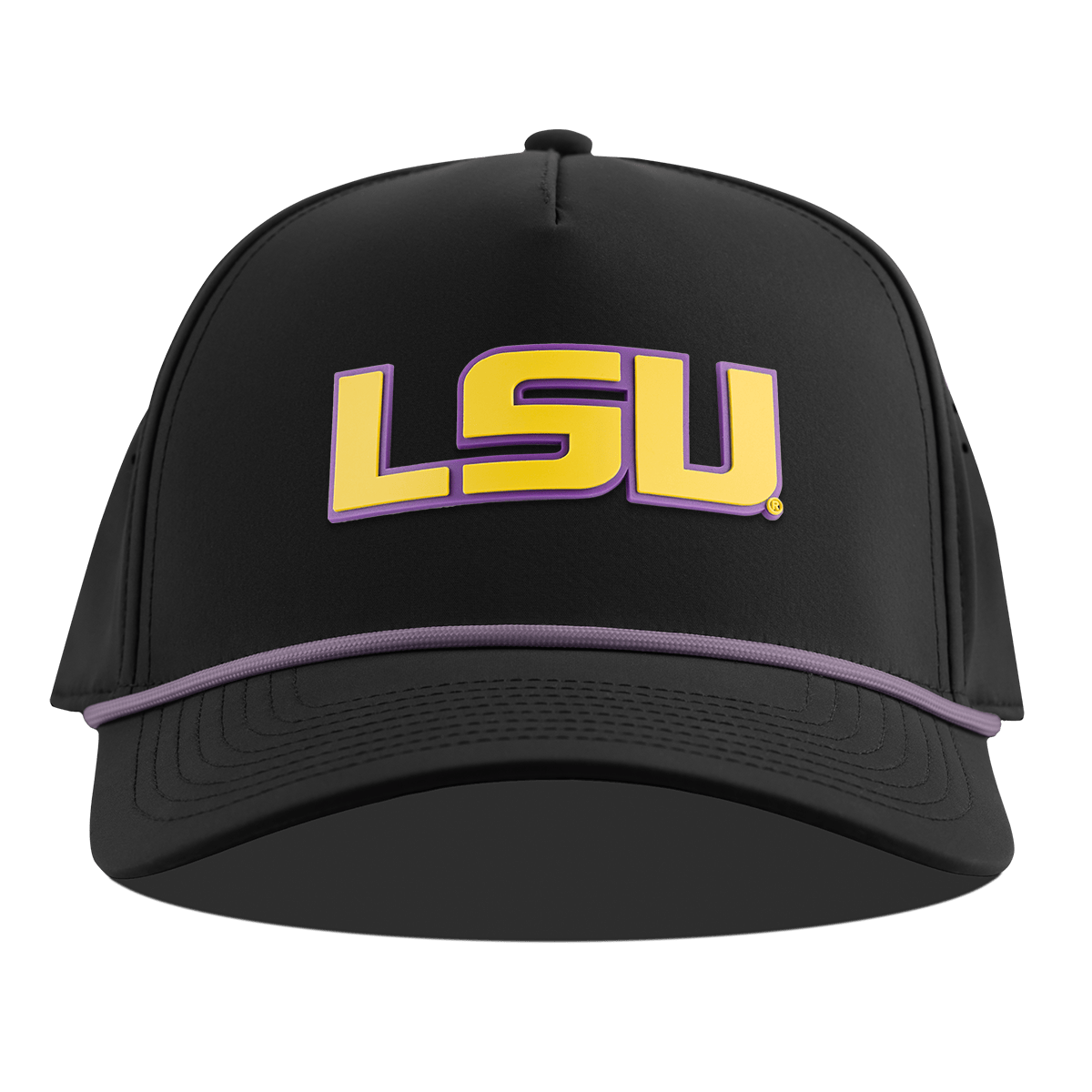 Louisiana State University "LSU Gold Block" Curved 5 Panel Rope Black + Purple Rope