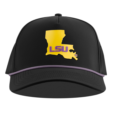Louisiana State University "LSU Gold State" Curved 5 Panel Rope Black + Purple Rope