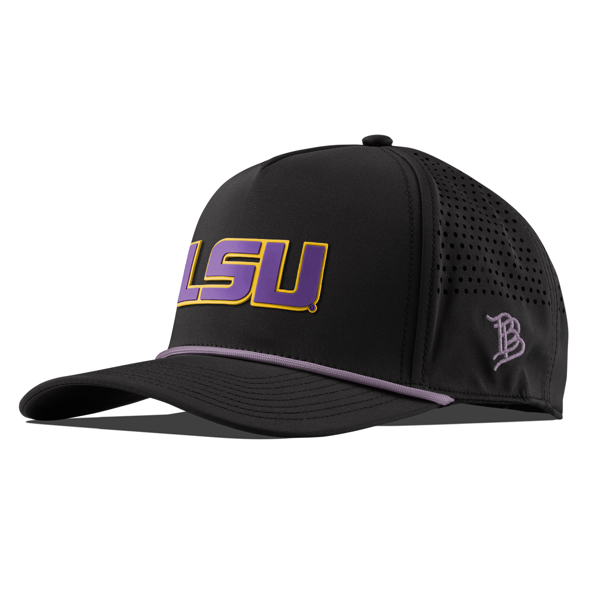Louisiana State University "LSU Purple Block" Curved 5 Panel Rope Black + Purple Rope