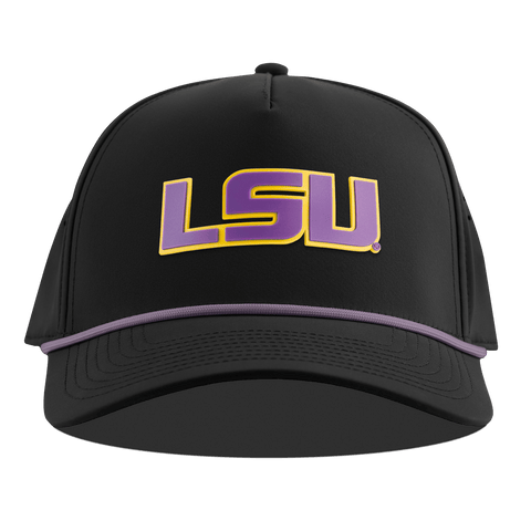 Louisiana State University "LSU Purple Block" Curved 5 Panel Rope Black + Purple Rope