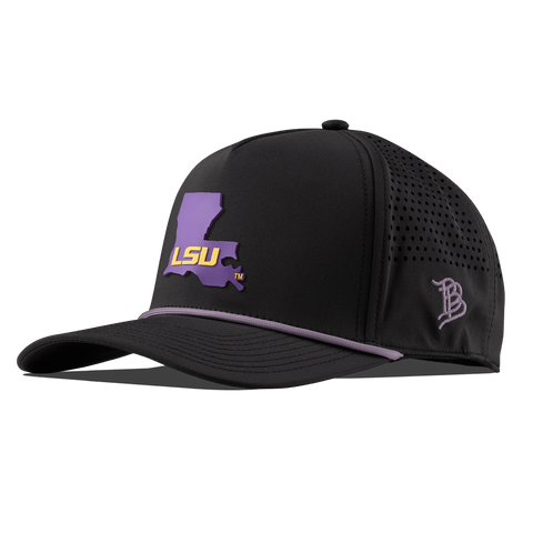 Louisiana State University "LSU Purple State" Curved 5 Panel Rope Black + Purple Rope