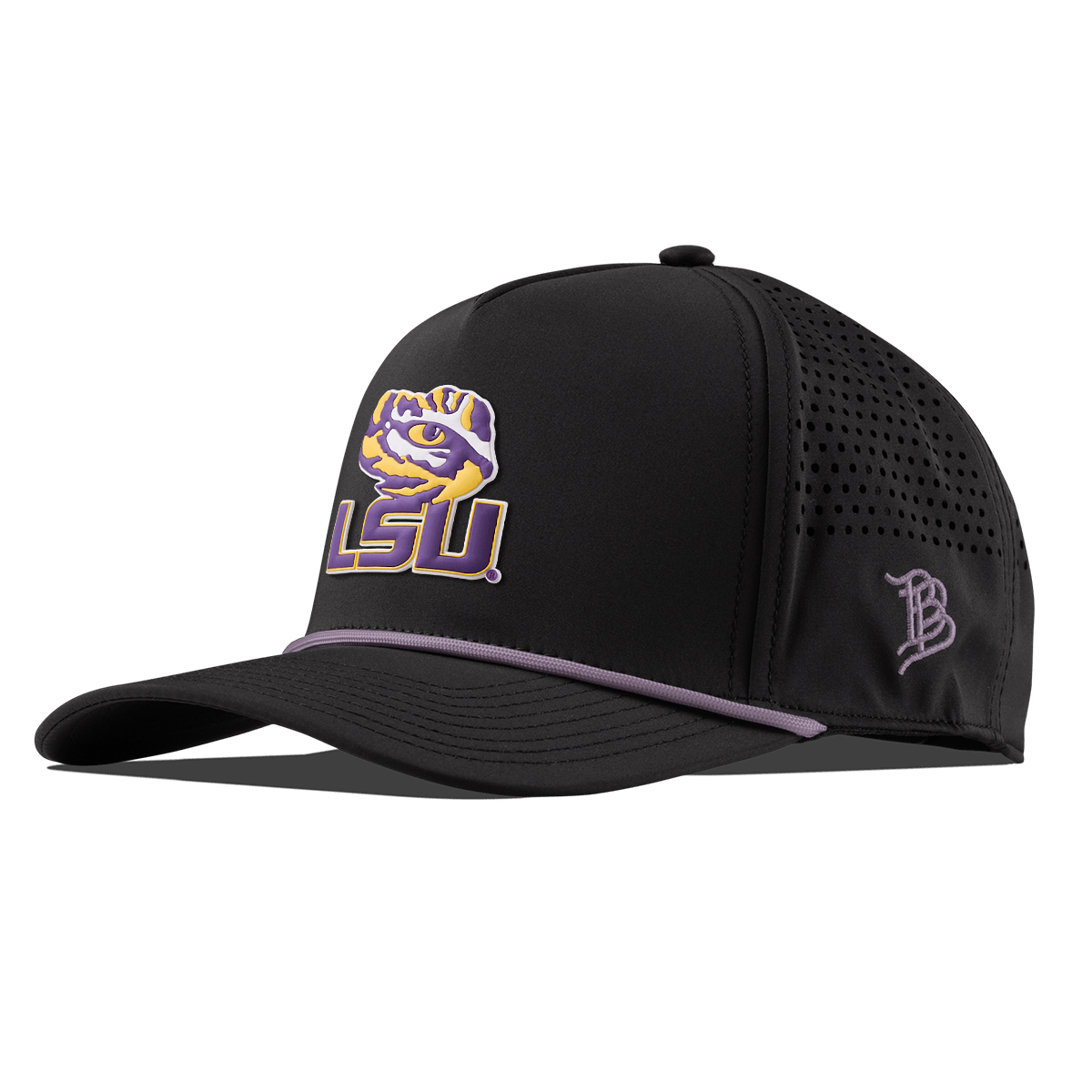 Louisiana State University "LSU Tiger Eye" Curved 5 Panel Rope Black + Purple Rope