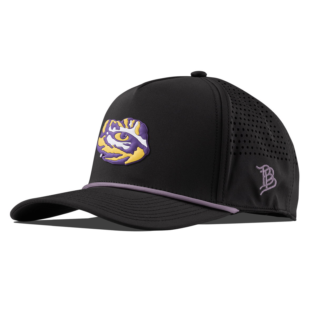 Louisiana State University "LSU Tiger Team Logo" Curved 5 Panel Rope Black + Purple Rope