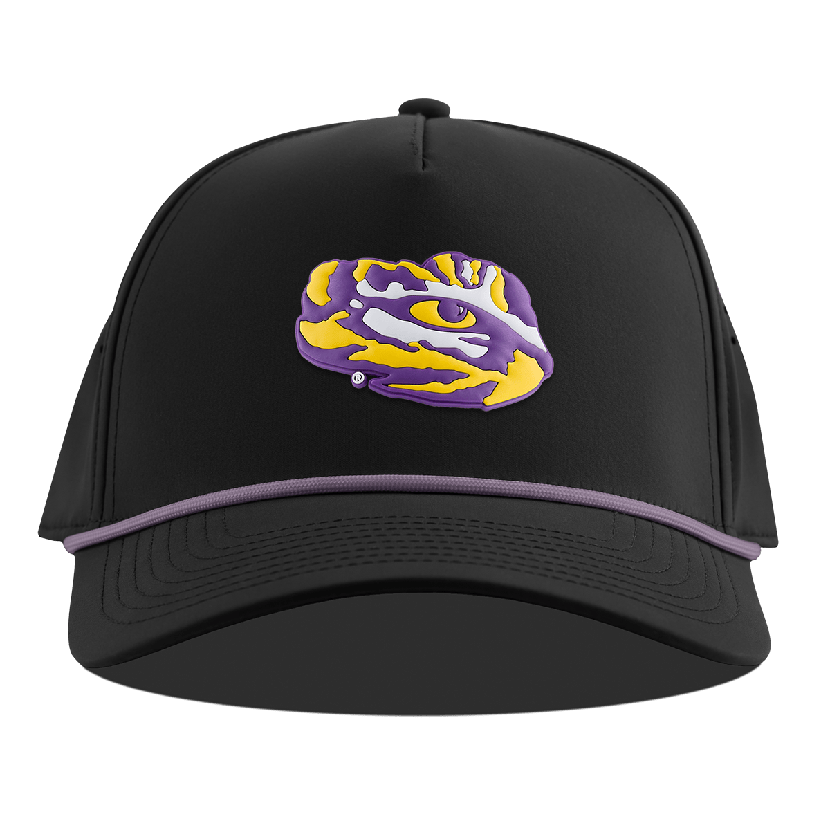 Louisiana State University "LSU Tiger Team Logo" Curved 5 Panel Rope Black + Purple Rope