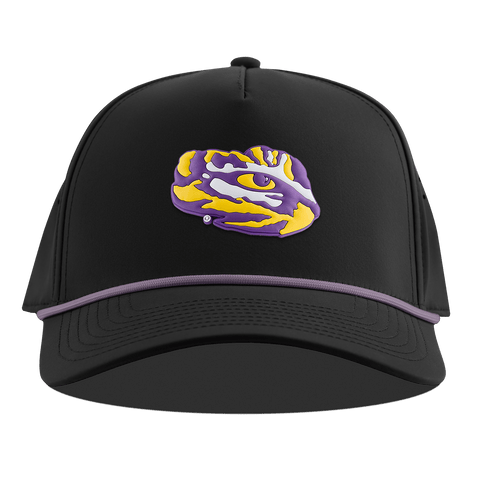 Louisiana State University "LSU Tiger Team Logo" Curved 5 Panel Rope Black + Purple Rope