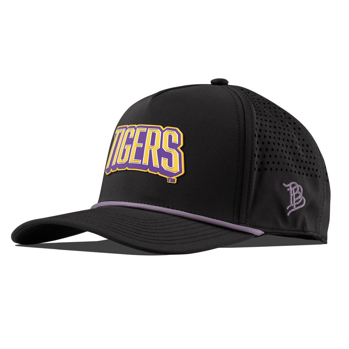 Louisiana State University "LSU Tigers Block" Curved 5 Panel Rope Black + Purple Rope