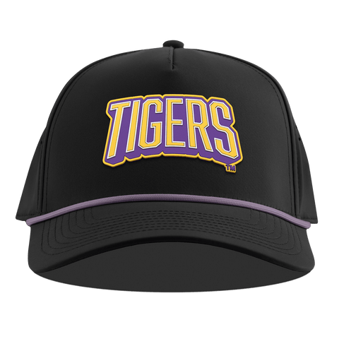 Louisiana State University "LSU Tigers Block" Curved 5 Panel Rope Black + Purple Rope