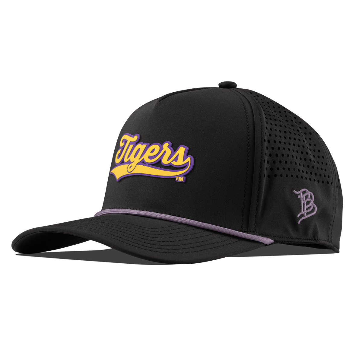 Louisiana State University "LSU Tigers Script" Curved 5 Panel Rope Black + Purple Rope