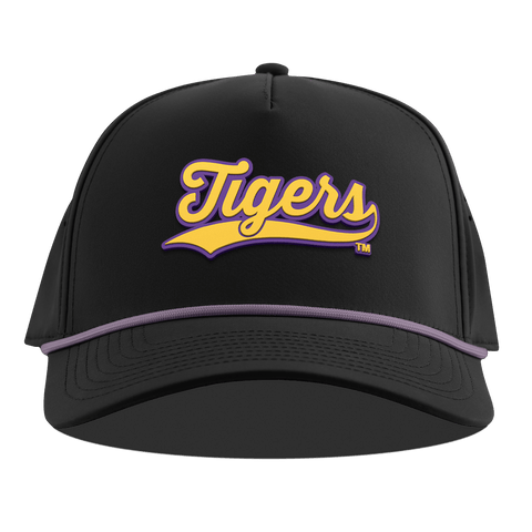 Louisiana State University "LSU Tigers Script" Curved 5 Panel Rope Black + Purple Rope