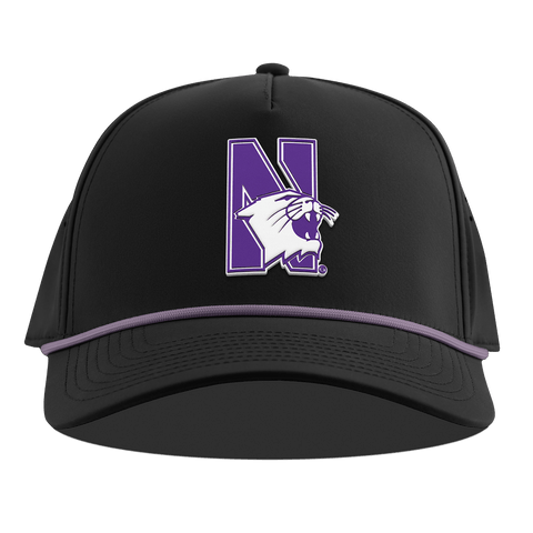 Northwestern University "Northwestern Block Logo" Curved 5 Panel Rope Black + Purple Rope