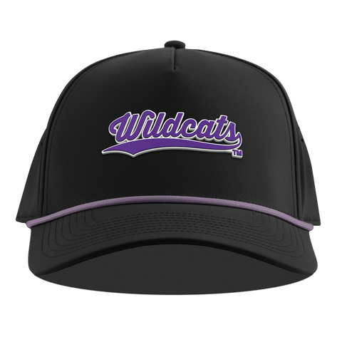 Northwestern University "Northwestern Wildcats Script" Curved 5 Panel Rope Black + Purple Rope