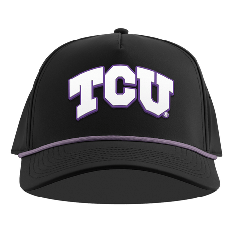 Texas Christian University "TCU Block" Curved 5 Panel Rope Black + Purple Rope