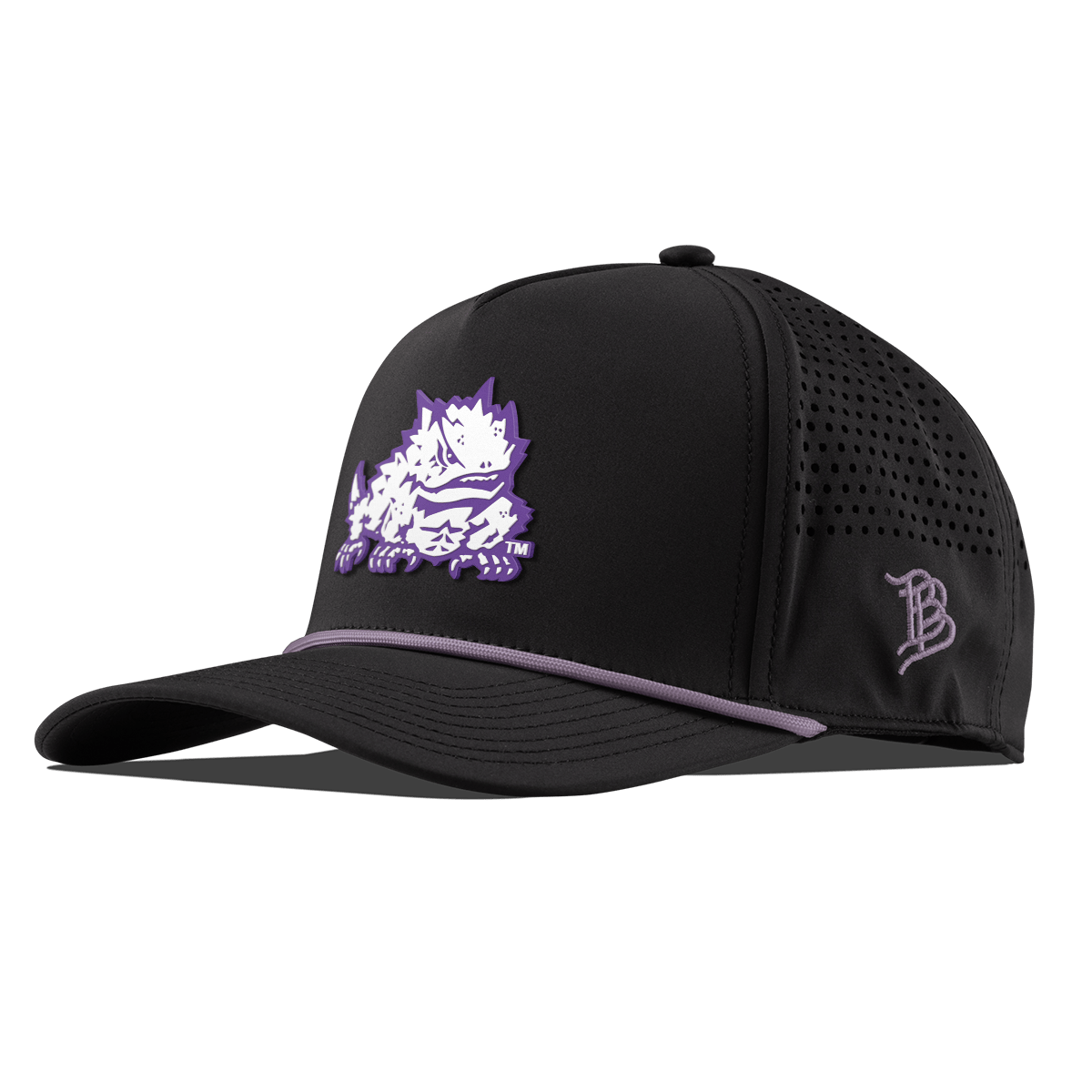 Texas Christian University "TCU Team Logo" Curved 5 Panel Rope Black + Purple Rope