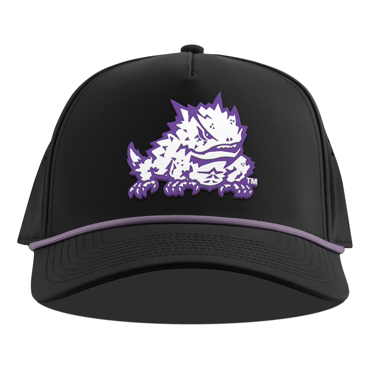 Texas Christian University "TCU Team Logo" Curved 5 Panel Rope Black + Purple Rope