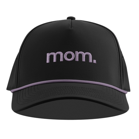 mom. Curved 5 Panel Rope Black + Purple Rope