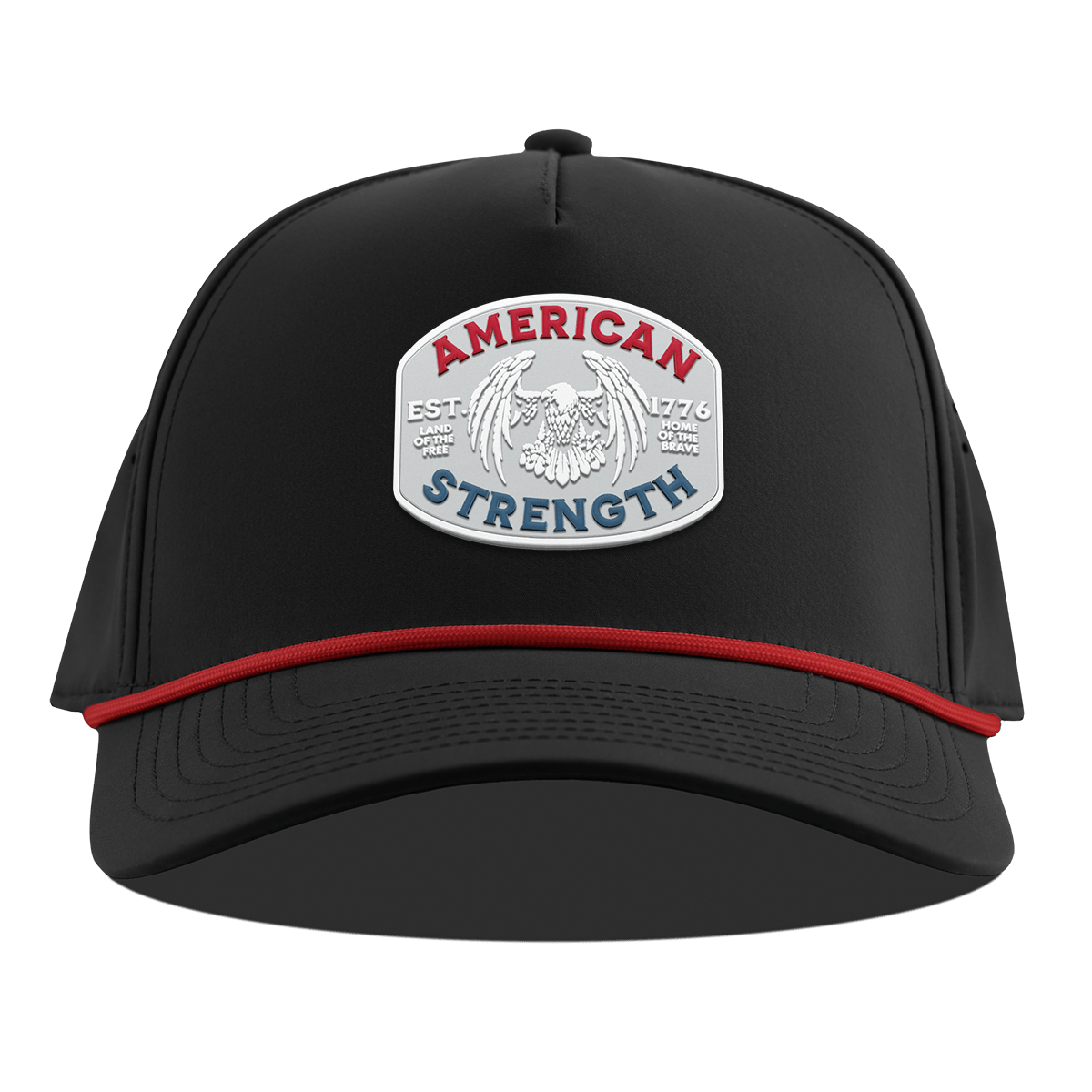 American Strength USA Curved 5 Panel Rope Black + Red Rope