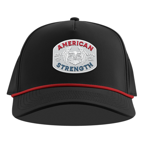 American Strength USA Curved 5 Panel Rope Black + Red Rope