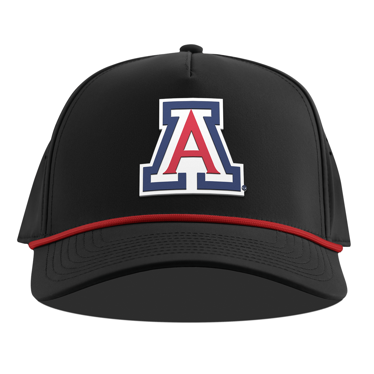 University of Arizona "Arizona Block" Curved 5 Panel Rope Black + Red Rope