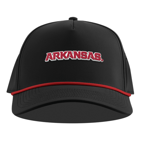 University of Arkansas "Arkansas Block" Curved 5 Panel Rope Black + Red Rope