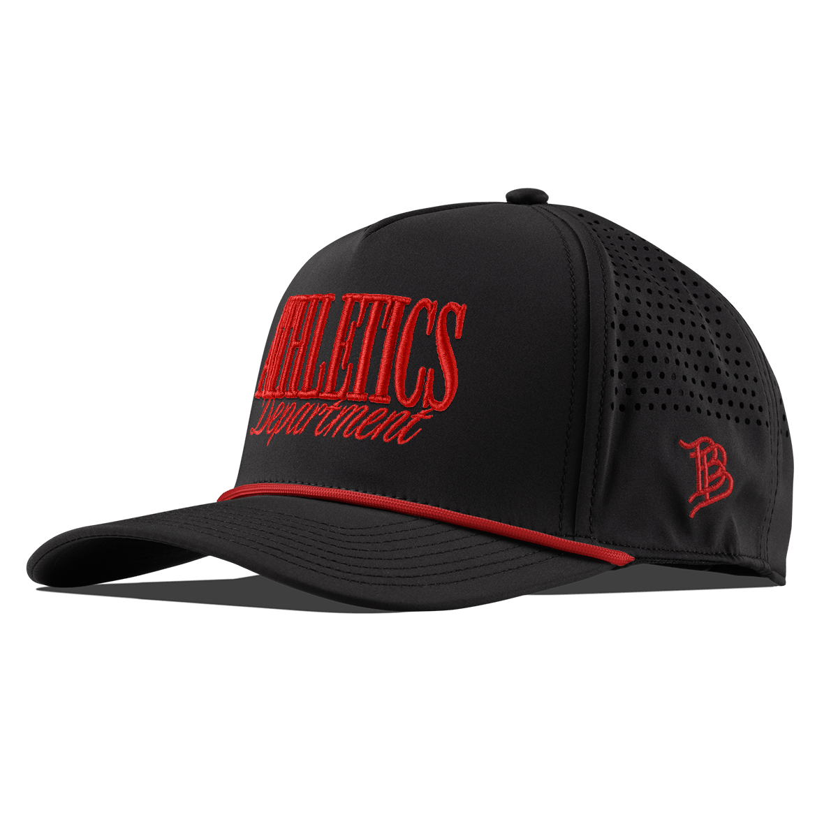 Athletics Department Curved 5 Panel Rope Black + Red Rope