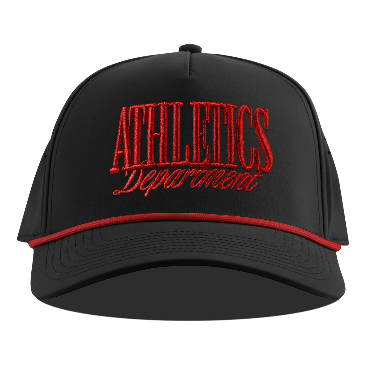 Athletics Department Curved 5 Panel Rope Black + Red Rope