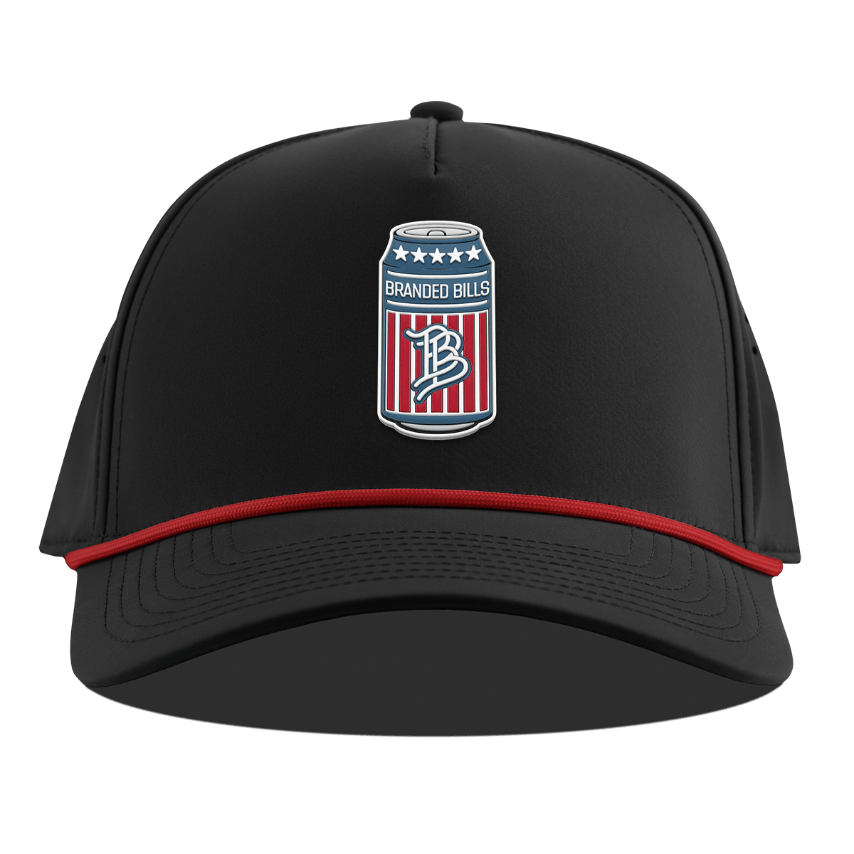 BB Brew Curved 5 Panel Rope Black + Red Rope