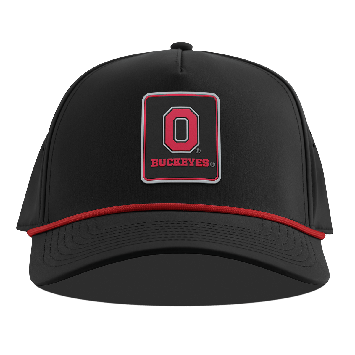 Ohio State University "Buckeyes Badge" Curved 5 Panel Rope Black + Red Rope