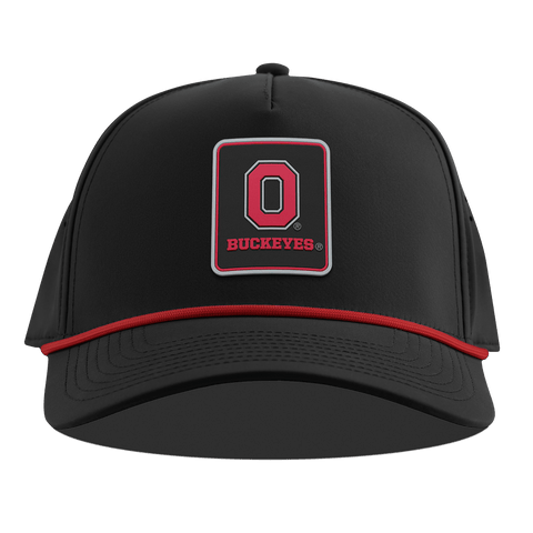 Ohio State University "Buckeyes Badge" Curved 5 Panel Rope Black + Red Rope