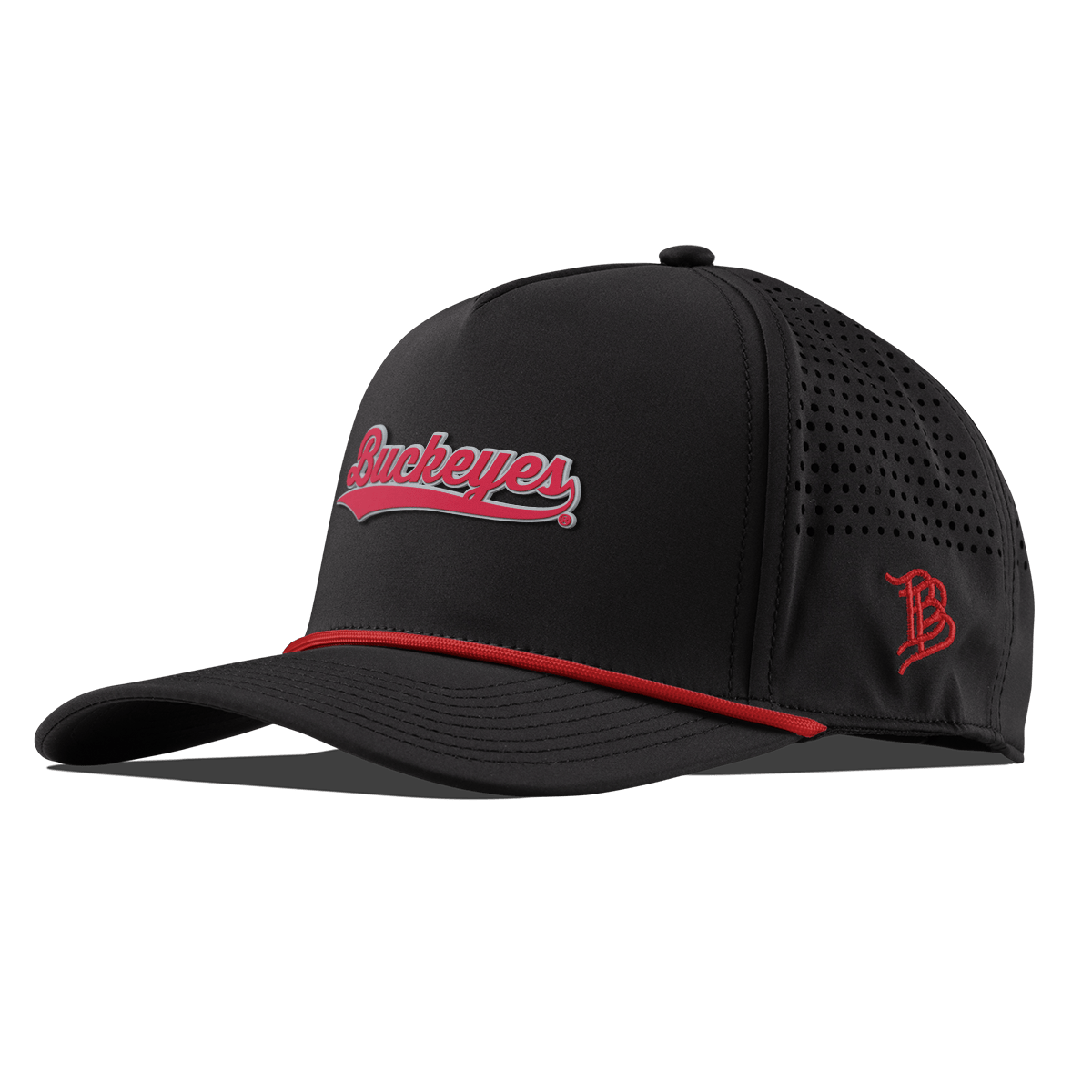 Ohio State University "Buckeyes Script" Curved 5 Panel Rope Black + Red Rope