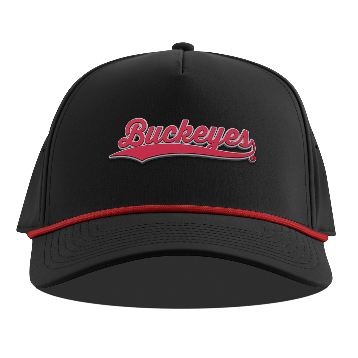 Ohio State University "Buckeyes Script" Curved 5 Panel Rope Black + Red Rope