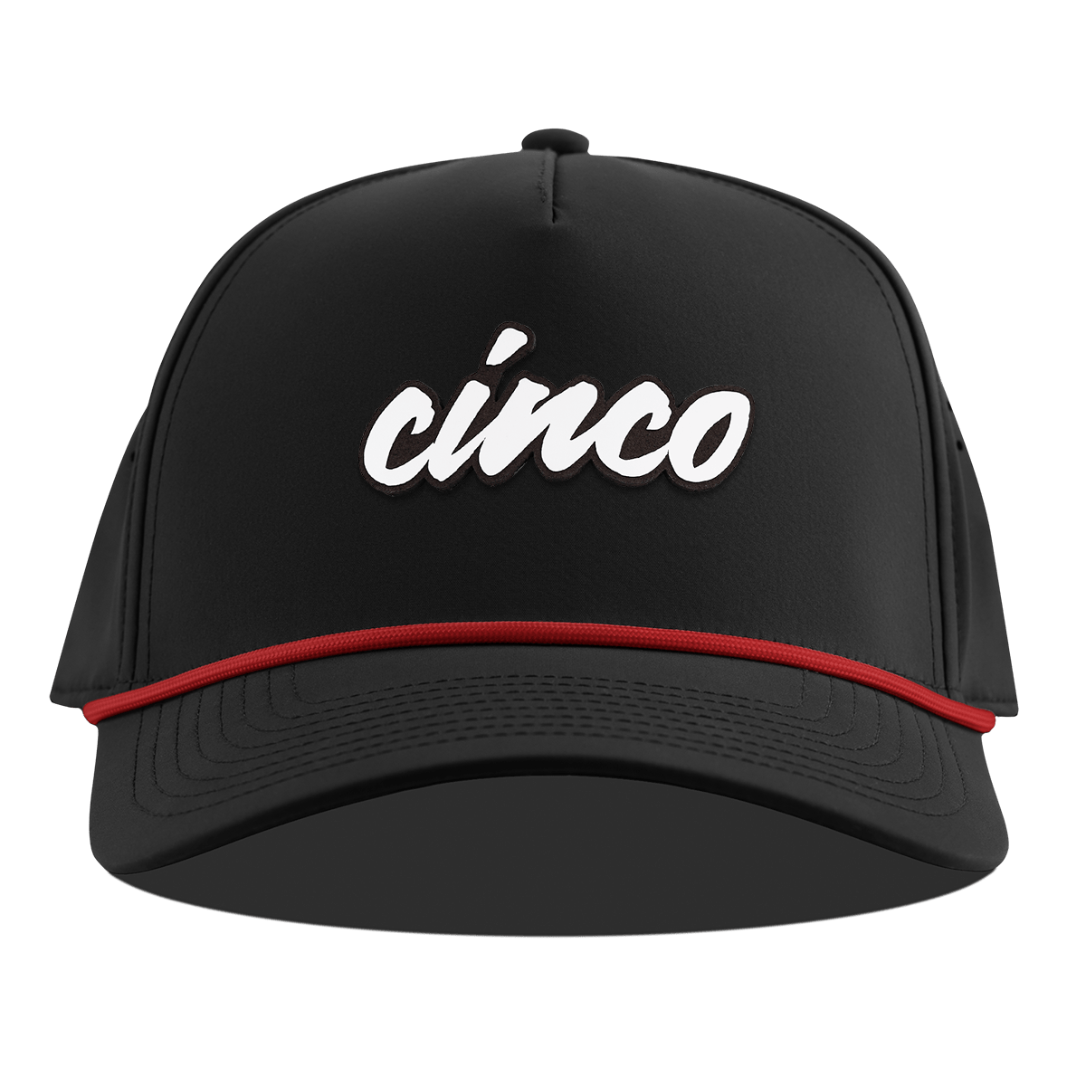Cinco Script Curved 5 Panel Rope Black + Red Rope