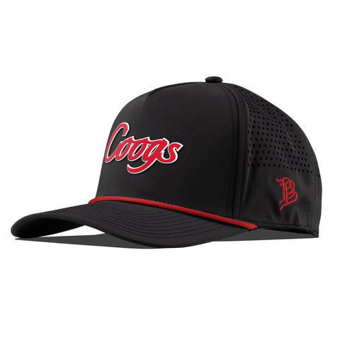 University of Houston "Coogs Script" Curved 5 Panel Rope Black + Red Rope