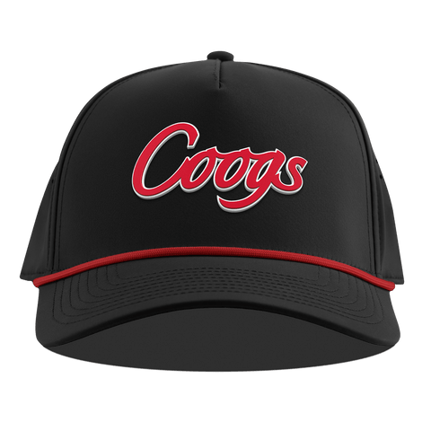 University of Houston "Coogs Script" Curved 5 Panel Rope Black + Red Rope