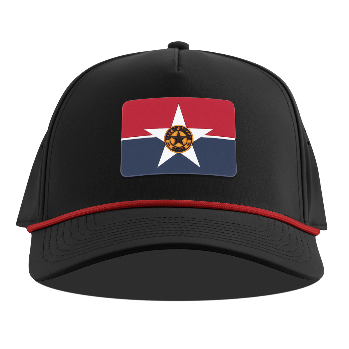 Dallas Flag Curved 5 Panel Rope Black + Red Rope