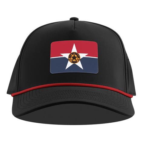 Dallas Flag Curved 5 Panel Rope Black + Red Rope