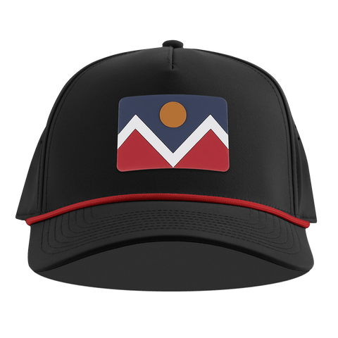 Denver Flag Curved 5 Panel Rope Black + Red Rope