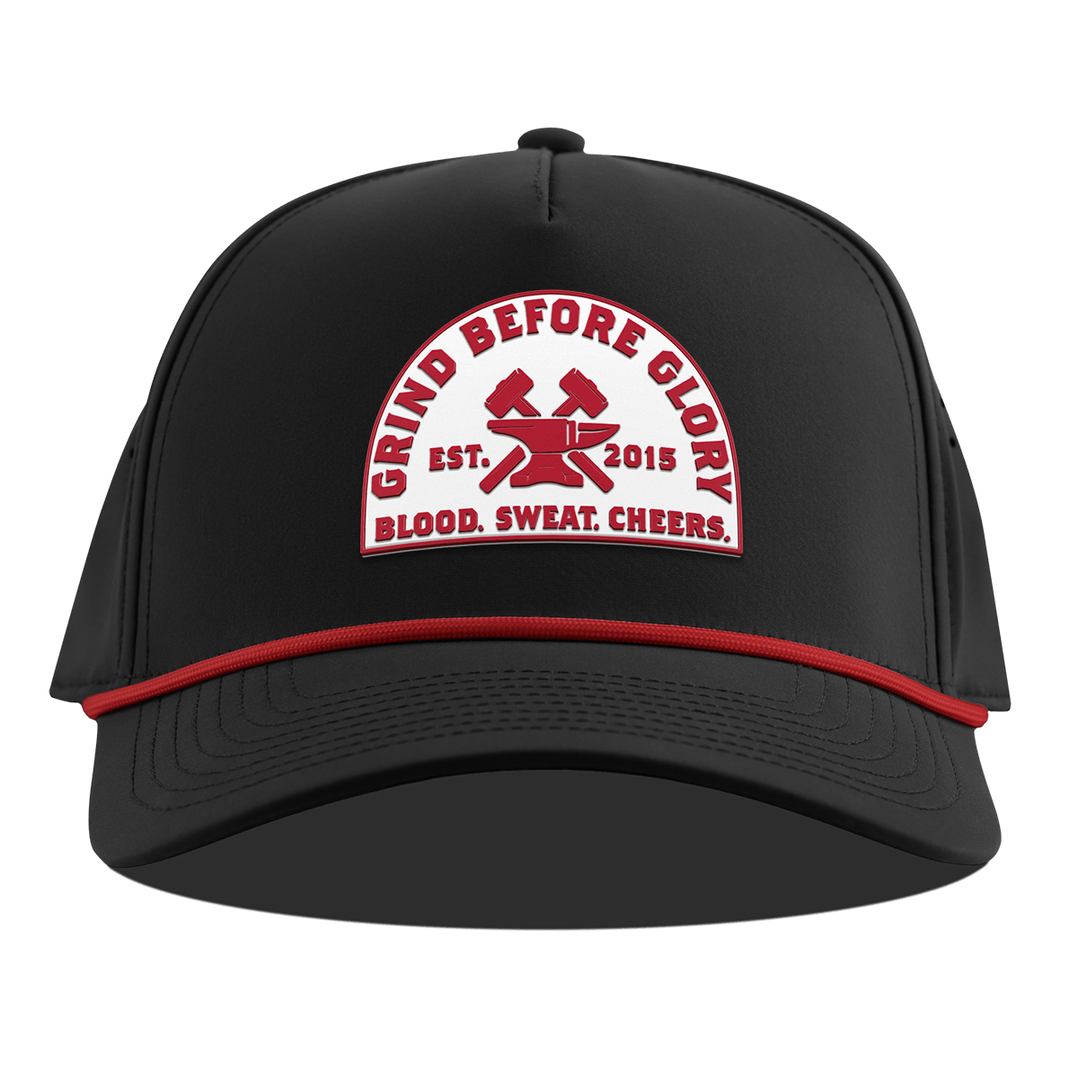 Grind Before Glory Curved 5 Panel Rope Black + Red Rope