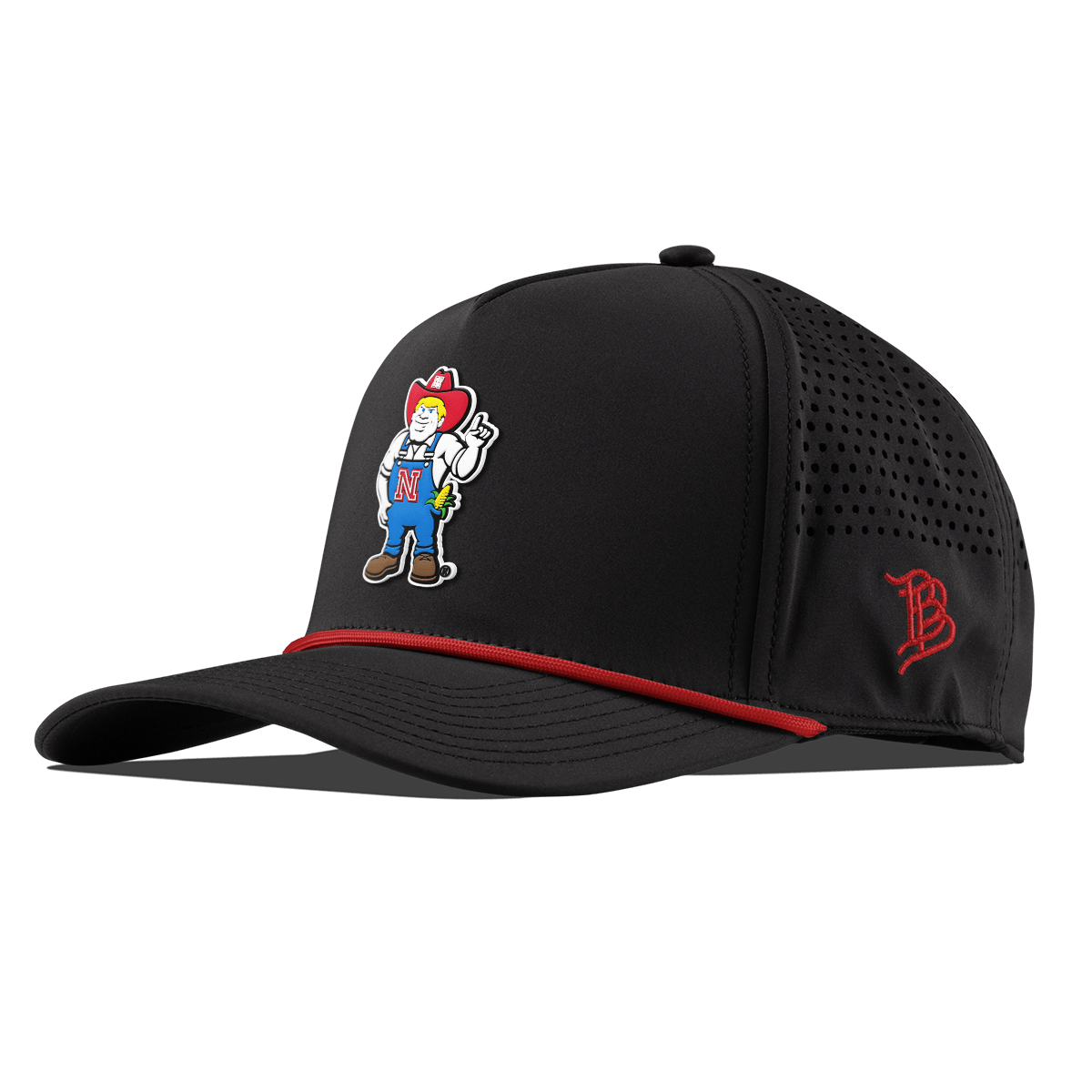 University of Nebraska "Herbie" Curved 5 Panel Rope Black + Red Rope