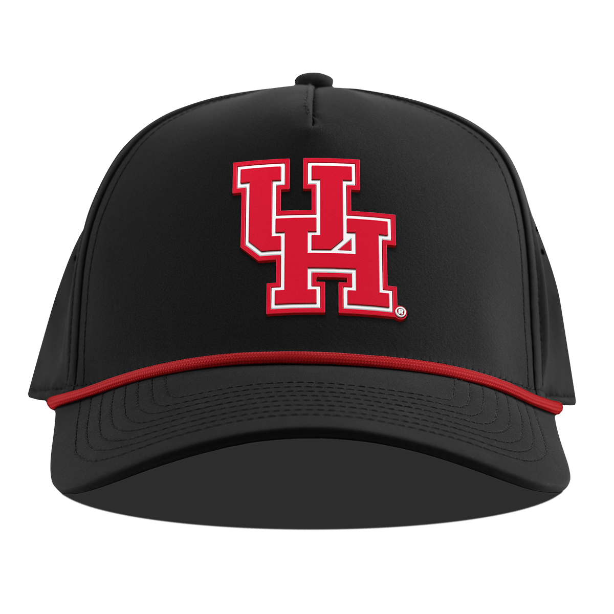 University of Houston "Houston Block" Curved 5 Panel Rope Black + Red Rope