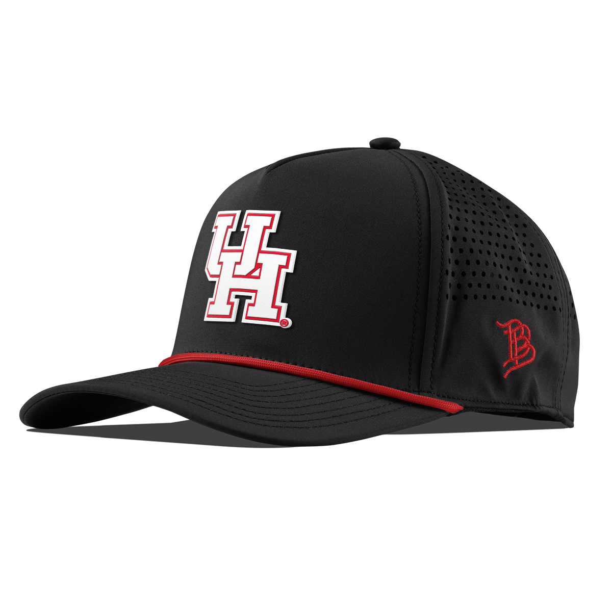 University of Houston "Houston Block" Curved 5 Panel Rope Black + Red Rope