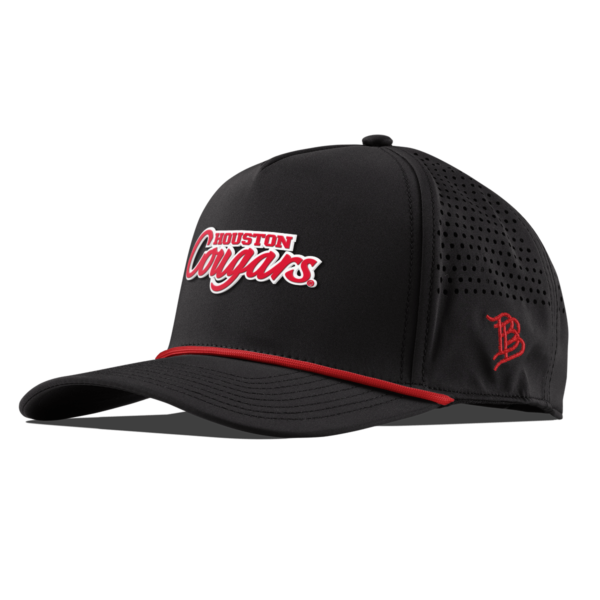 University of Houston "Houston Cougars" Curved 5 Panel Rope Black + Red Rope